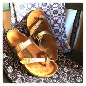 Copper metallic Birkenstock sandals
